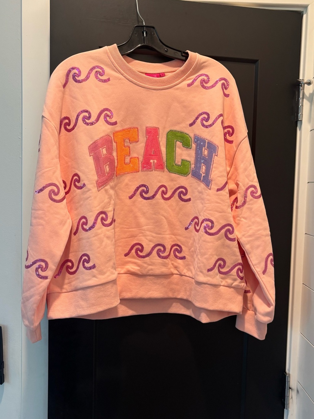 Queen Of Sparkles Beach Sweatshirt Small Sequin Embellished Pullover Top Fleece